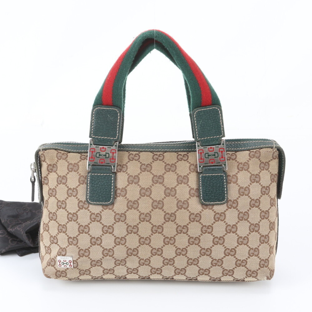 Gucci GG Canvas Sherry Line Horsebit 145759 Leather Tote Bag Handbag for Women